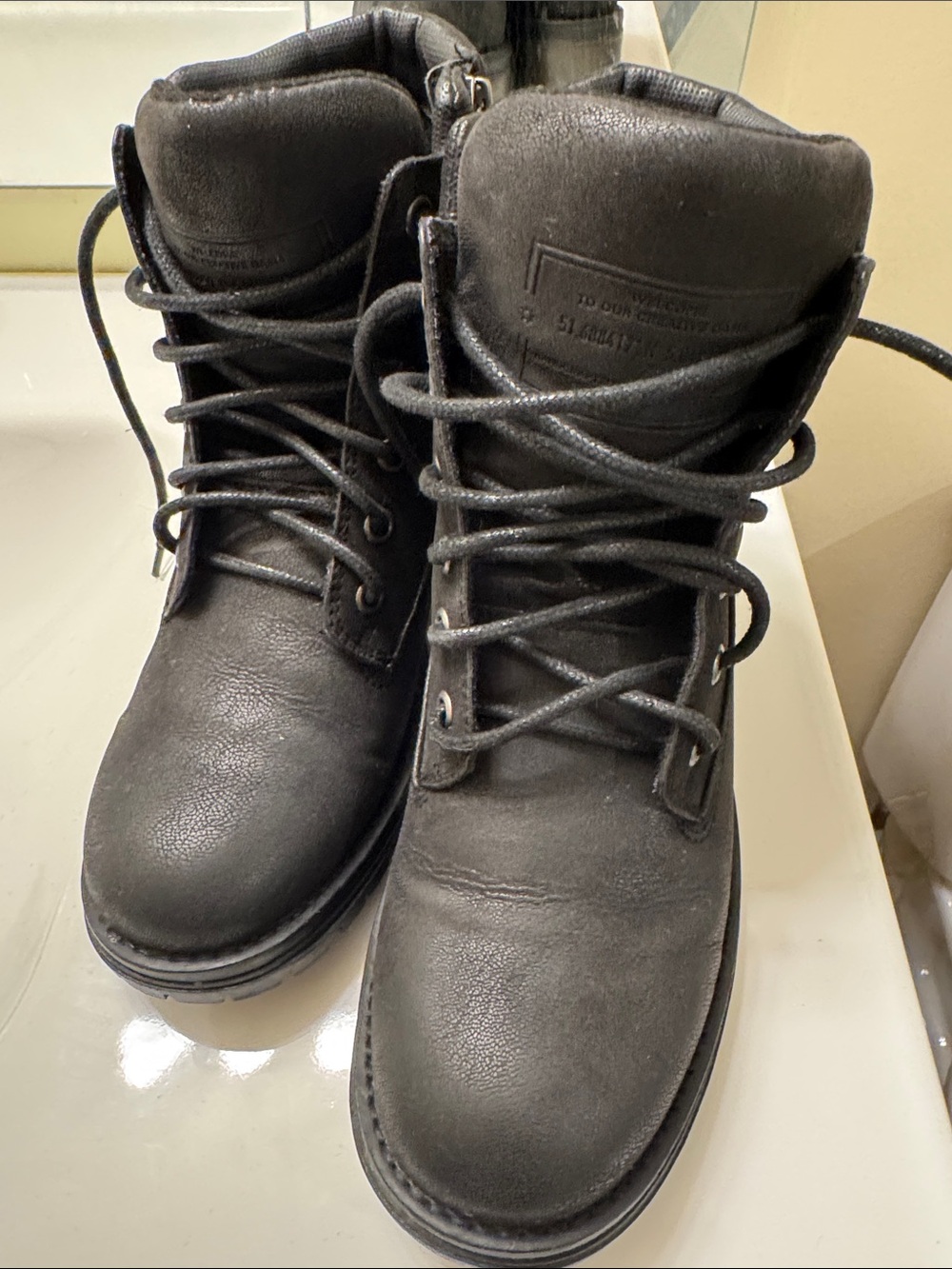 Women's Black Lace-Up Padded Ankle Boots